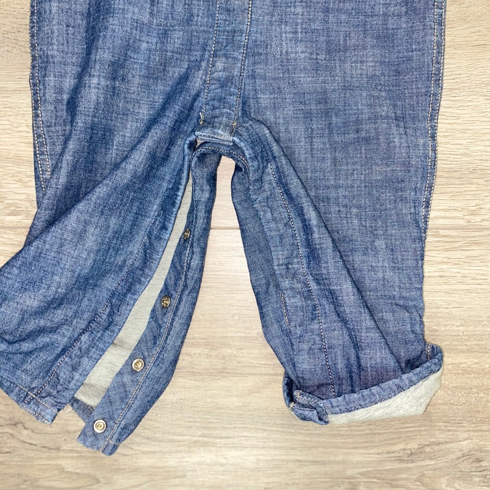 GAP Jersey Lined Button Down Denim Romper 18-24 Months GAP Denim Romper 18-24M - Picture 8 of 16